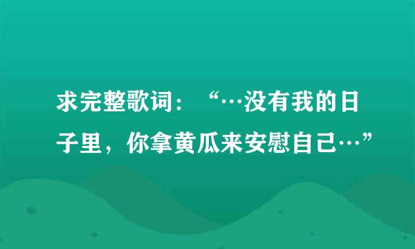 求完整歌词：“…没有我的日子里，你拿黄瓜来安慰自己…”