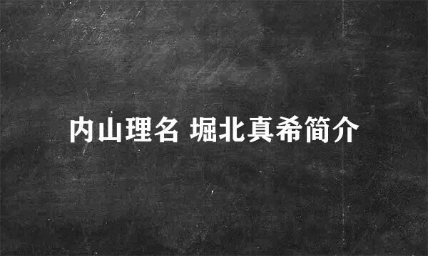 内山理名 堀北真希简介