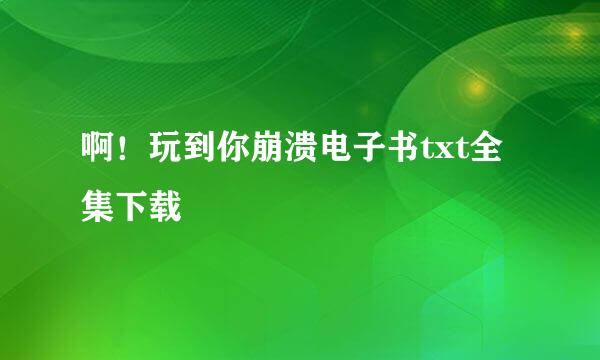 啊！玩到你崩溃电子书txt全集下载