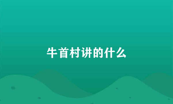 牛首村讲的什么