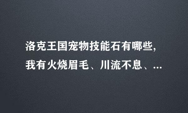 洛克王国宠物技能石有哪些,我有火烧眉毛、川流不息、枪打出头鸟和悬梁刺股，还有吗