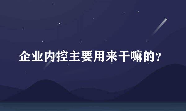 企业内控主要用来干嘛的？