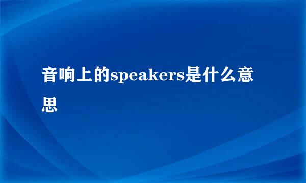 音响上的speakers是什么意思