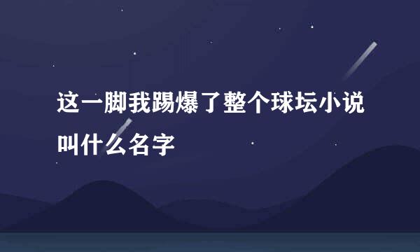 这一脚我踢爆了整个球坛小说叫什么名字