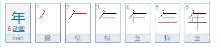 年笔顺笔画