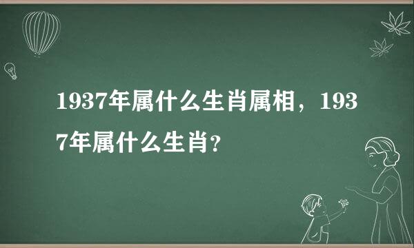 1937年属什么生肖属相，1937年属什么生肖？