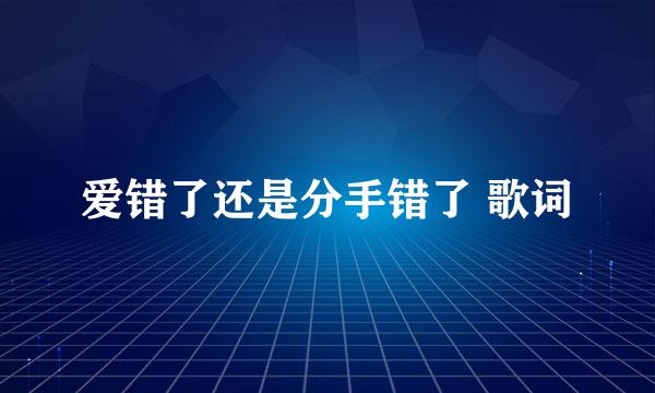 爱错了还是分手错了 歌词