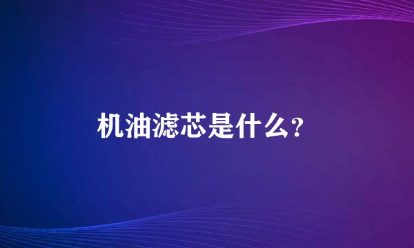 机油滤芯是什么？