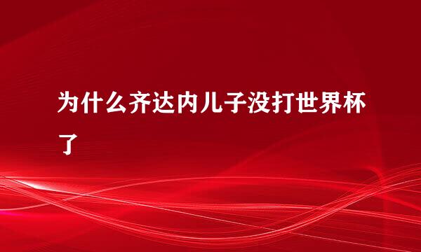 为什么齐达内儿子没打世界杯了