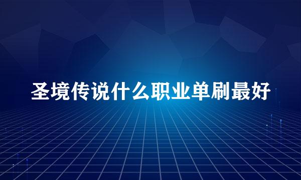 圣境传说什么职业单刷最好