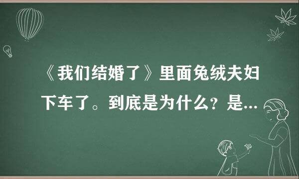 《我们结婚了》里面兔绒夫妇下车了。到底是为什么？是节目组安排还是他们各自不想再继续，档期调不过来？