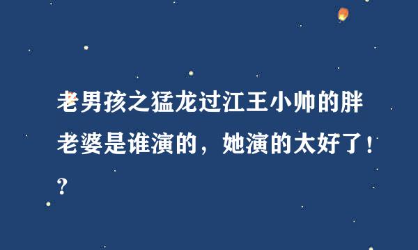 老男孩之猛龙过江王小帅的胖老婆是谁演的，她演的太好了！？