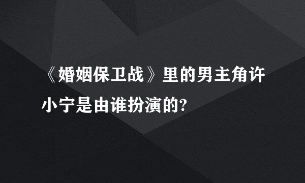 《婚姻保卫战》里的男主角许小宁是由谁扮演的?