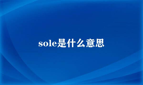 sole是什么意思