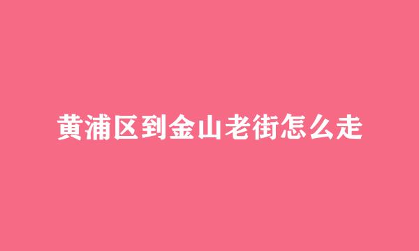 黄浦区到金山老街怎么走