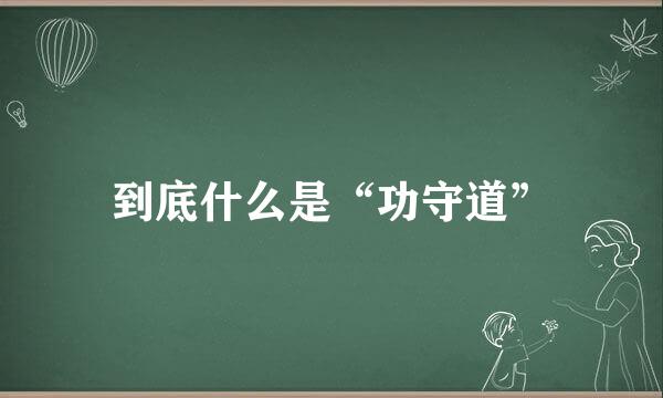 到底什么是“功守道”