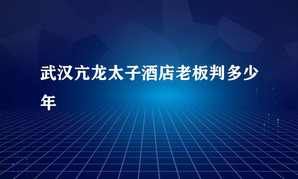 武汉亢龙太子酒店老板判多少年