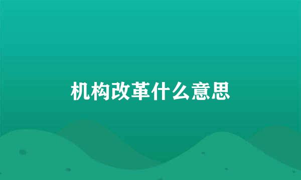 机构改革什么意思