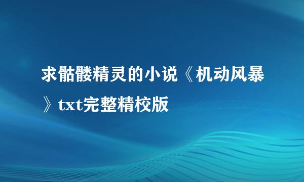 求骷髅精灵的小说《机动风暴》txt完整精校版