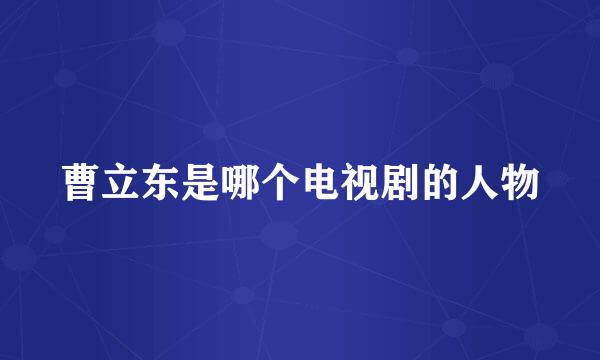 曹立东是哪个电视剧的人物