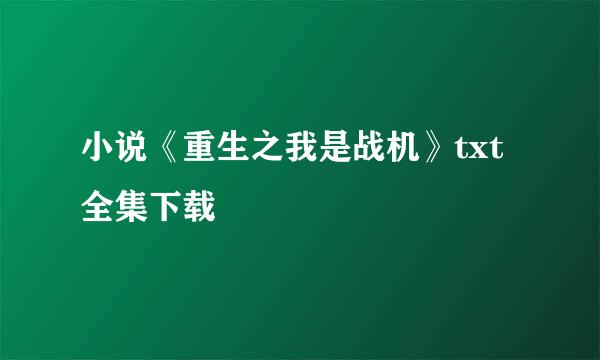 小说《重生之我是战机》txt全集下载