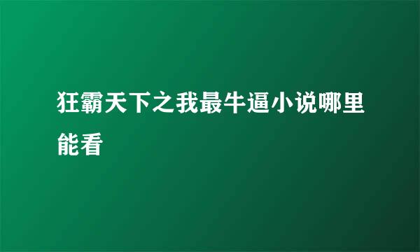 狂霸天下之我最牛逼小说哪里能看