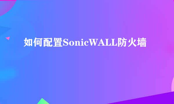 如何配置SonicWALL防火墙