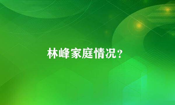 林峰家庭情况？