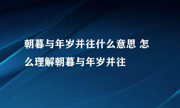 朝暮与年岁并往什么意思 怎么理解朝暮与年岁并往