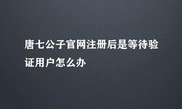 唐七公子官网注册后是等待验证用户怎么办