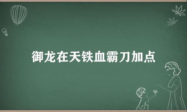 御龙在天铁血霸刀加点