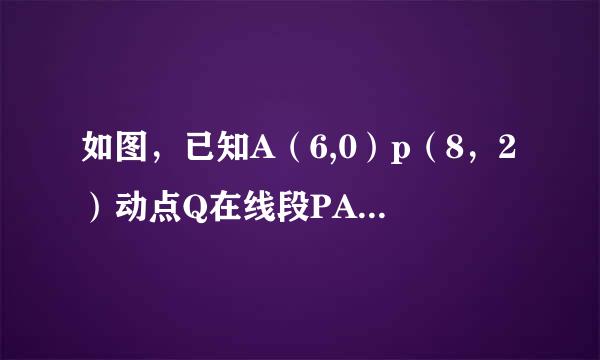 如图，已知A（6,0）p（8，2）动点Q在线段PA上 1.当Q是QA中点时，试求直线PQ方程 2.若Q从0运动到A，试求直