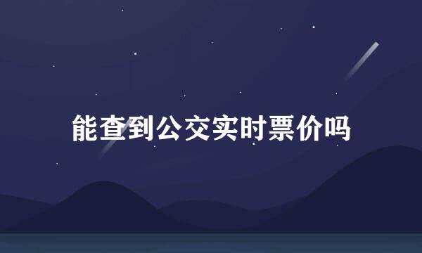 能查到公交实时票价吗