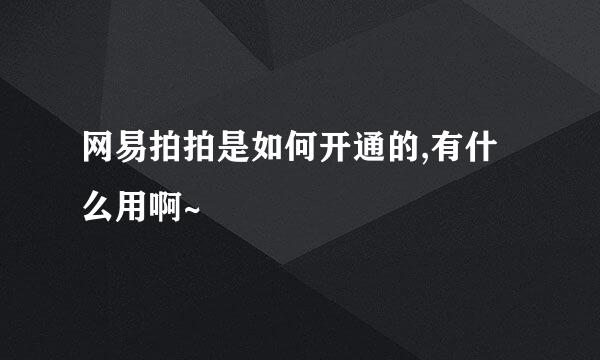 网易拍拍是如何开通的,有什么用啊~