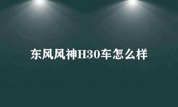 东风风神H30车怎么样