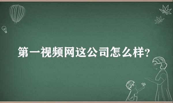 第一视频网这公司怎么样？