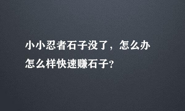 小小忍者石子没了，怎么办 怎么样快速赚石子？