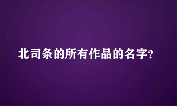 北司条的所有作品的名字？