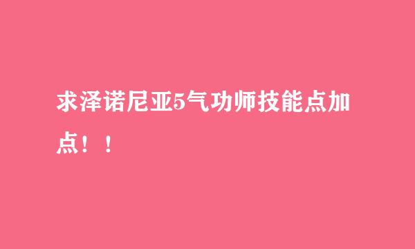 求泽诺尼亚5气功师技能点加点！！