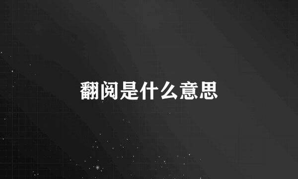 翻阅是什么意思