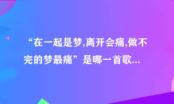 “在一起是梦,离开会痛,做不完的梦最痛”是哪一首歌的歌词？？