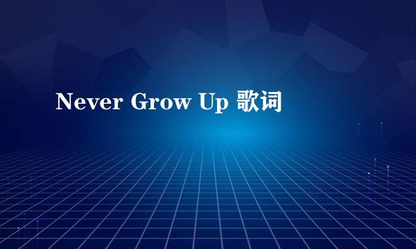 Never Grow Up 歌词