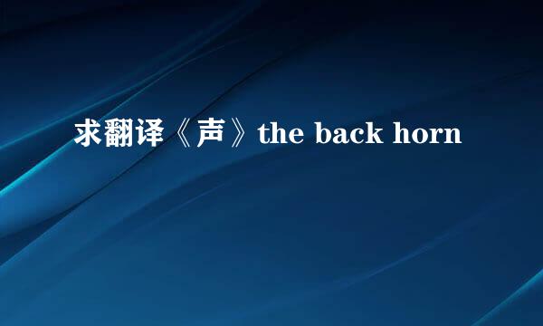 求翻译《声》the back horn