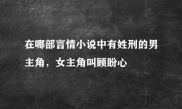 在哪部言情小说中有姓刑的男主角，女主角叫顾盼心