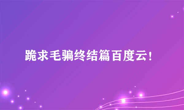 跪求毛骗终结篇百度云！