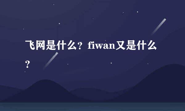 飞网是什么？fiwan又是什么？