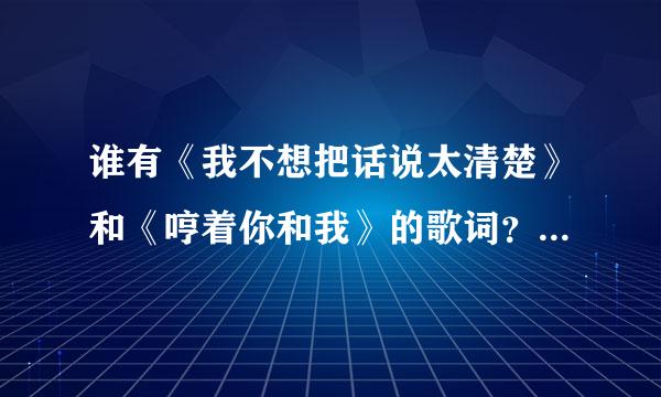 谁有《我不想把话说太清楚》和《哼着你和我》的歌词？大神们帮帮忙