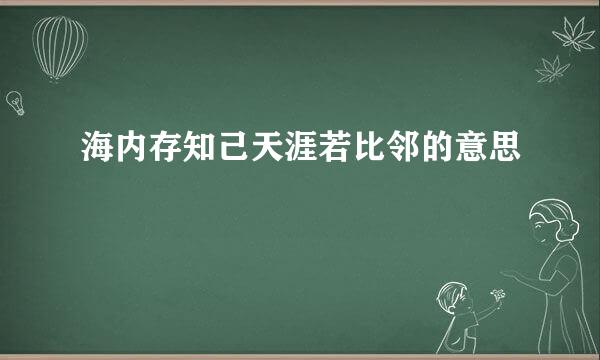 海内存知己天涯若比邻的意思