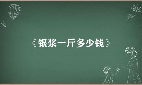 《银浆一斤多少钱》