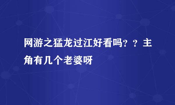 网游之猛龙过江好看吗？？主角有几个老婆呀